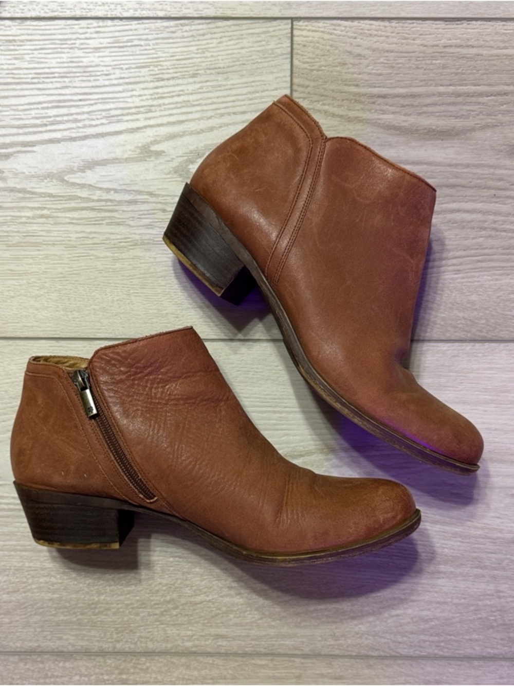 Lucky Brand Leather Ankle Booties with Side Zip Size 10
